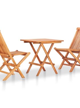 VidaXL 3-delige Bistroset inklapbaar massief teakhout