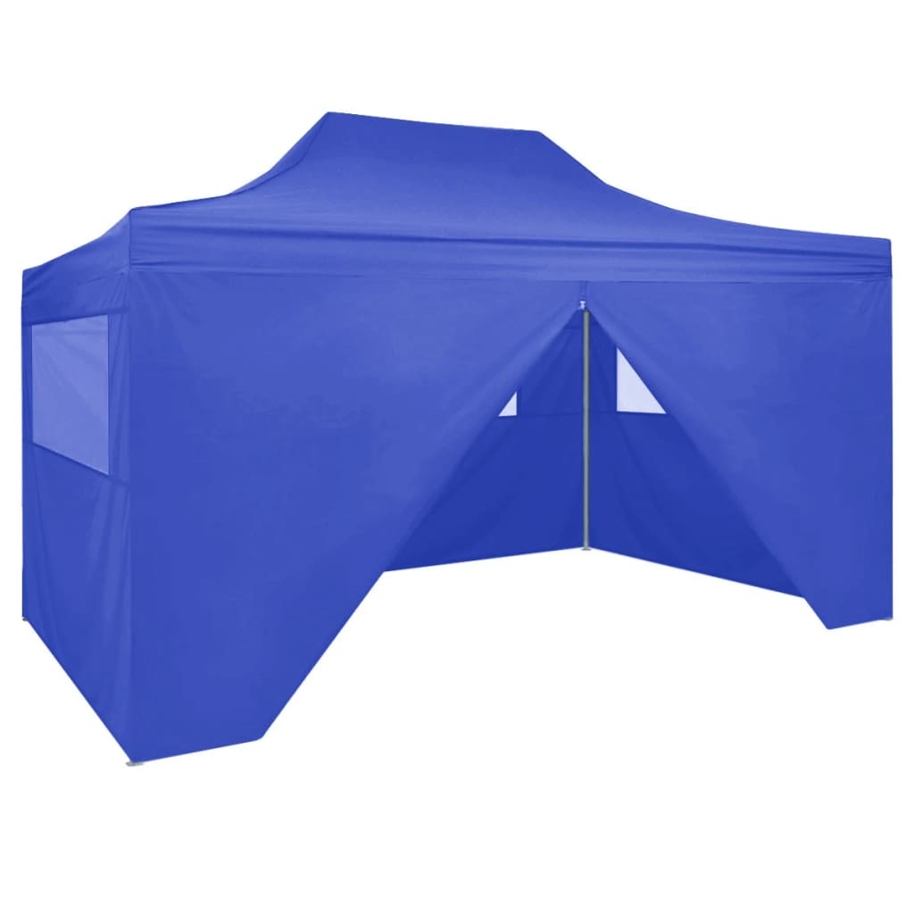 VidaXL Partytent met 4 zijwanden inklapbaar 3x4 m staal blauw