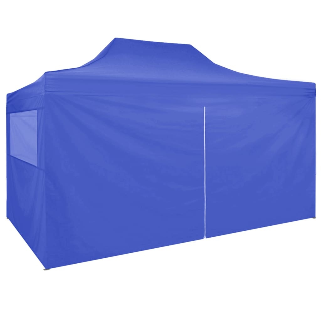 vidaXL Partytent met 4 zijwanden inklapbaar 3x4 m staal blauw