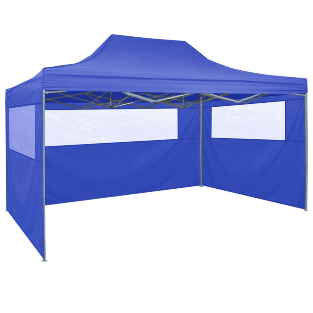 vidaXL Partytent met 4 zijwanden inklapbaar 3x4 m staal blauw