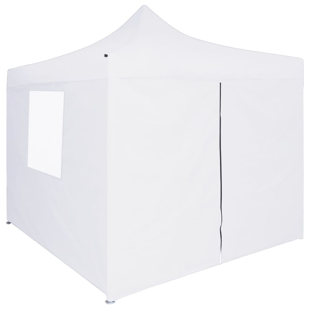 vidaXL Partytent met 4 zijwanden inklapbaar 2x2 m staal wit