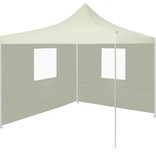 VidaXL Partytent met 2 zijwanden inklapbaar 2x2 m staal crème