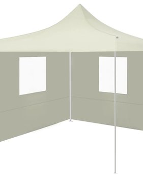 VidaXL Partytent met 2 zijwanden inklapbaar 2x2 m staal crème