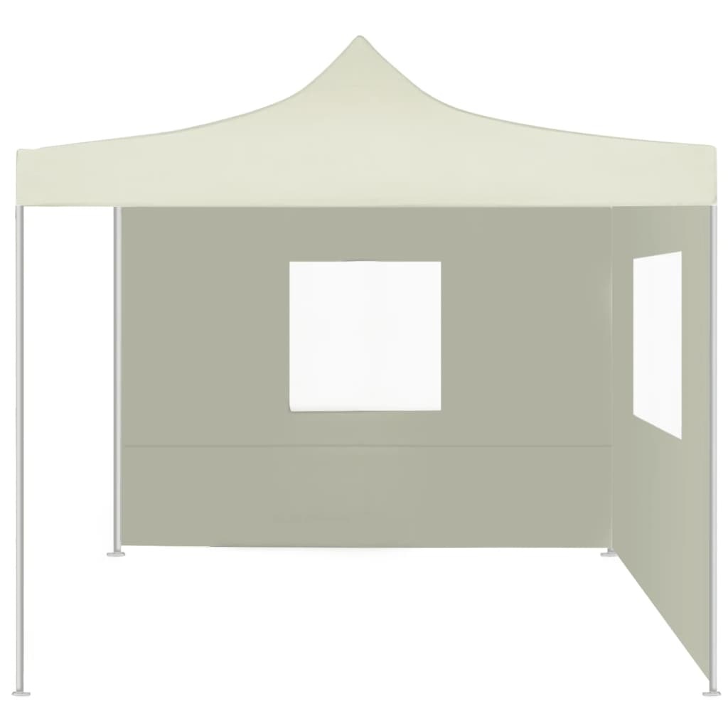 VidaXL Partytent met 2 zijwanden inklapbaar 2x2 m staal crème