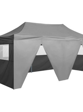 VidaXL Partytent met 4 zijwanden inklapbaar 3x6 m staal antraciet