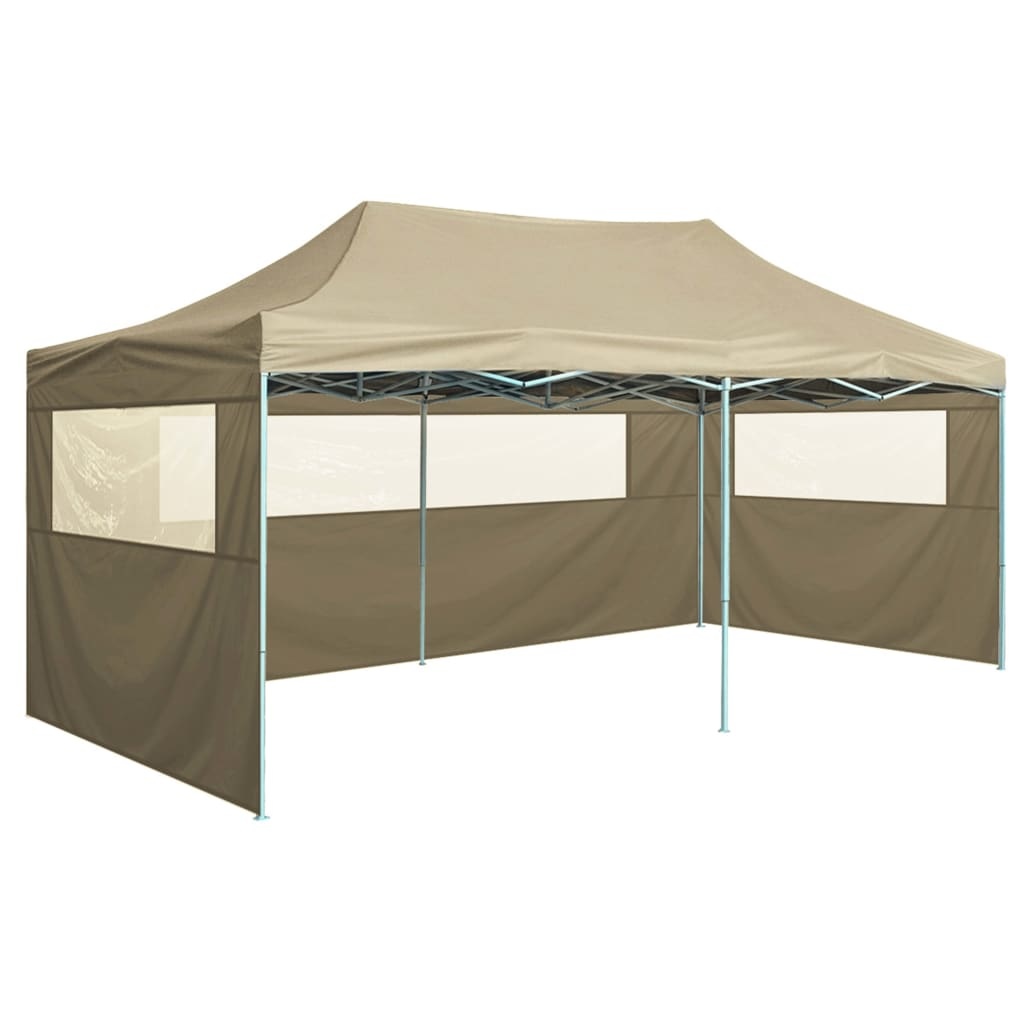 vidaXL Partytent met 4 zijwanden inklapbaar 3x6 m staal crème