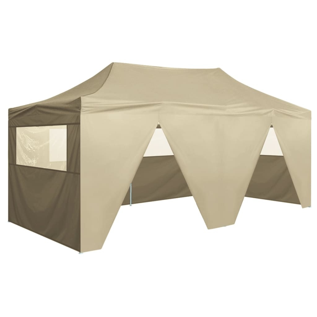 vidaXL Partytent met 4 zijwanden inklapbaar 3x6 m staal crème