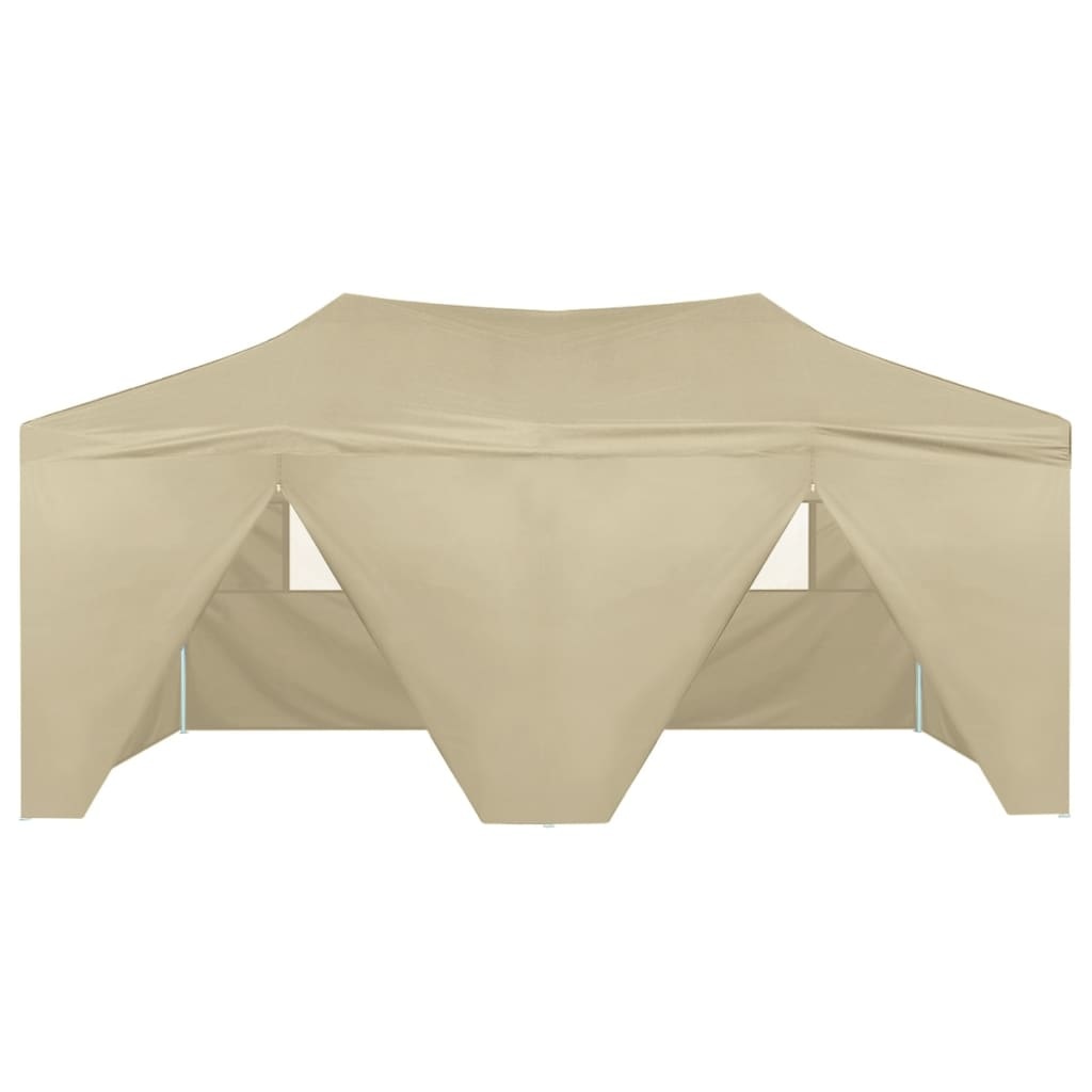 vidaXL Partytent met 4 zijwanden inklapbaar 3x6 m staal crème