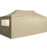 vidaXL Partytent met 4 zijwanden inklapbaar 3x6 m staal crème