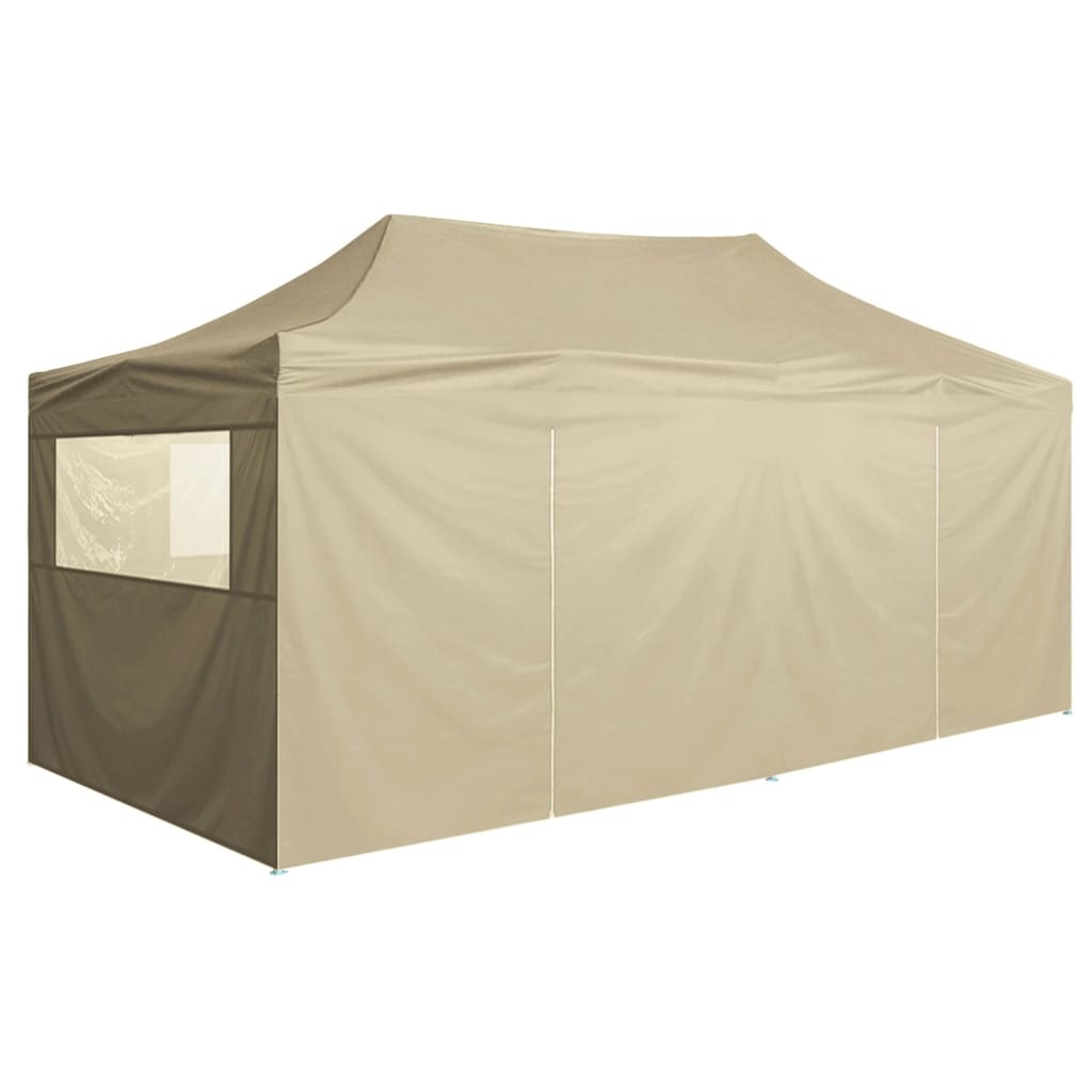 vidaXL Partytent met 4 zijwanden inklapbaar 3x6 m staal crème