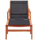 VidaXL Tuinstoel met voetensteun massief eucalyptushout en textileen