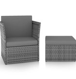 VidaXL Tuinstoel met voetenbank poly rattan antracietkleurig
