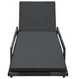 VidaXL Ligbed met kussen poly rattan grijs