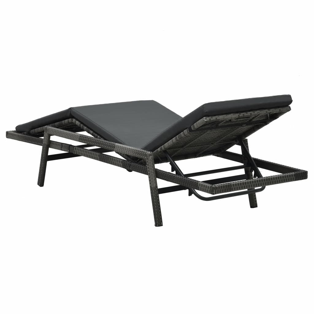 VidaXL Ligbed met kussen poly rattan grijs
