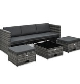 vidaXL 4-delige Loungeset met kussens poly rattan grijs