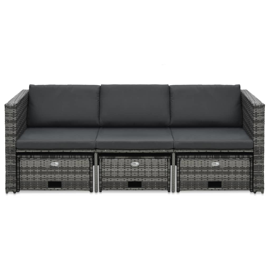VidaXL 4-delige Loungeset met kussens poly rattan grijs