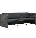 vidaXL 4-delige Loungeset met kussens poly rattan grijs