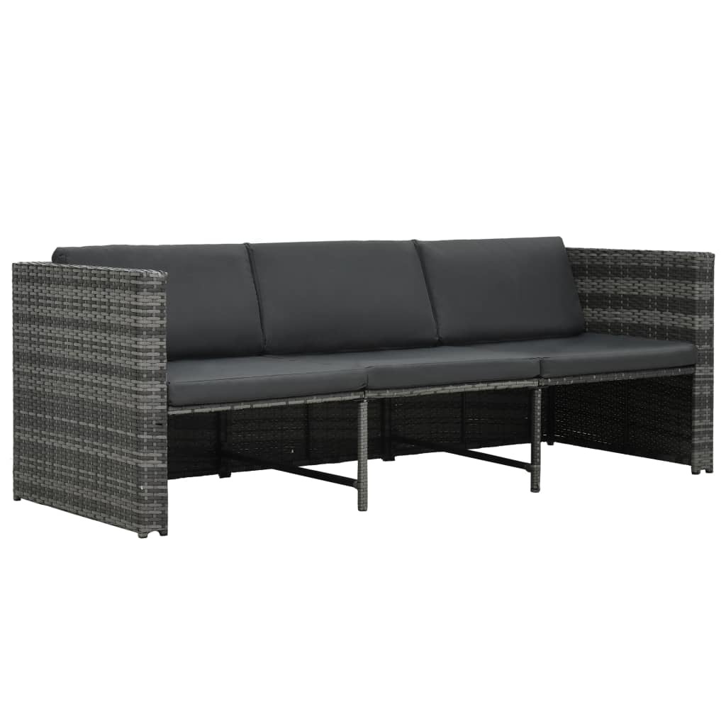 vidaXL 4-delige Loungeset met kussens poly rattan grijs