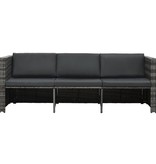 vidaXL 4-delige Loungeset met kussens poly rattan grijs