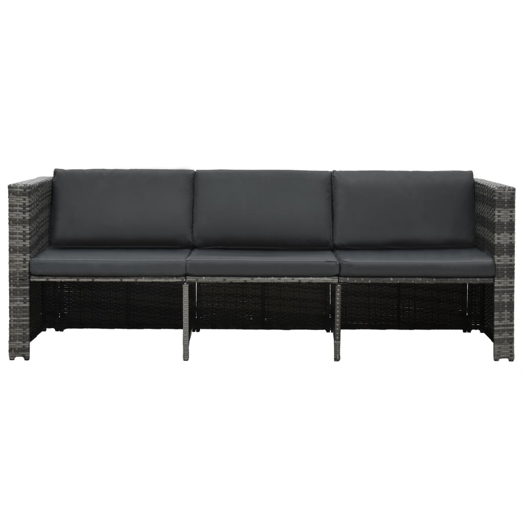 VidaXL 4-delige Loungeset met kussens poly rattan grijs