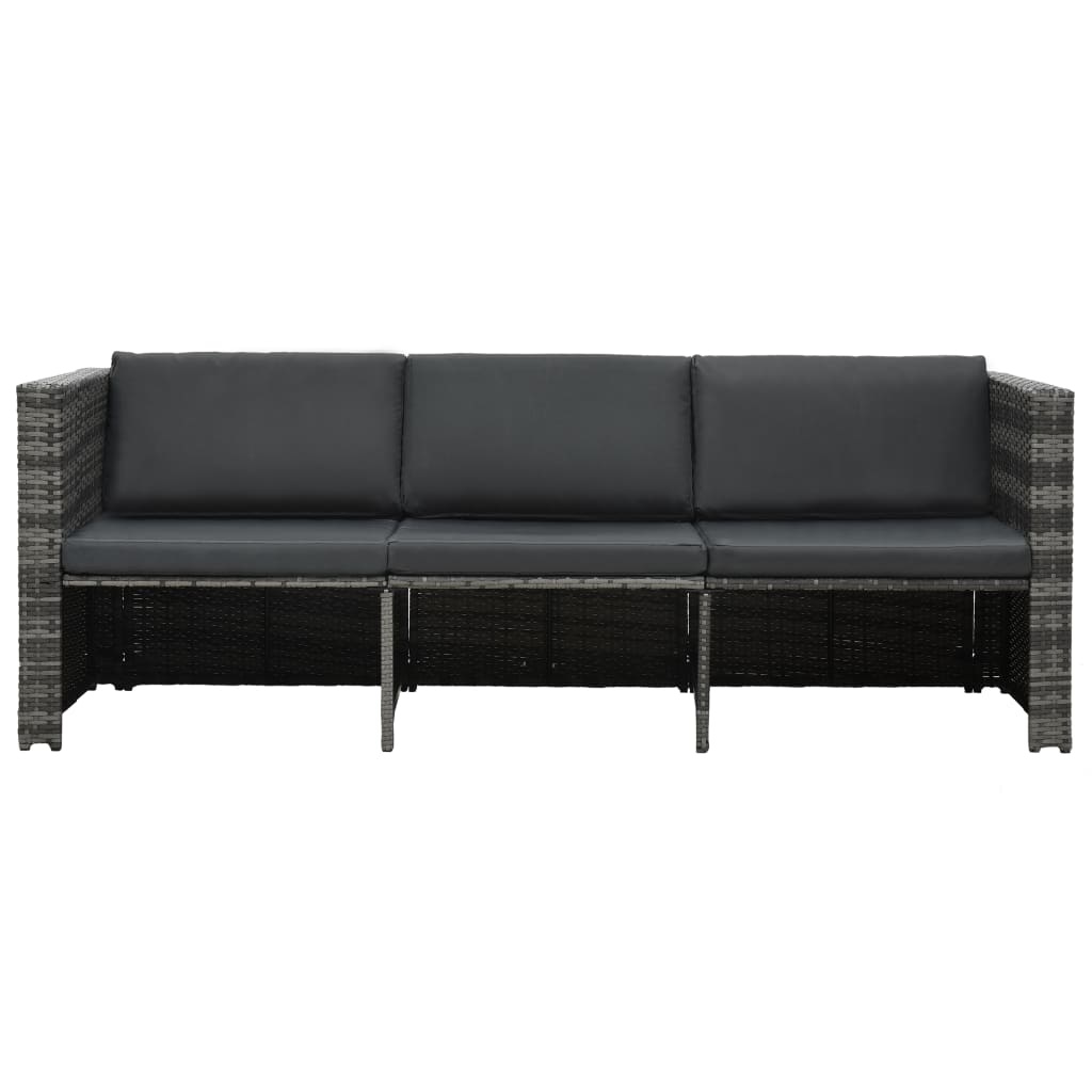 vidaXL 4-delige Loungeset met kussens poly rattan grijs