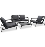 VidaXL 4-delige Loungeset met kussens aluminium donkergrijs