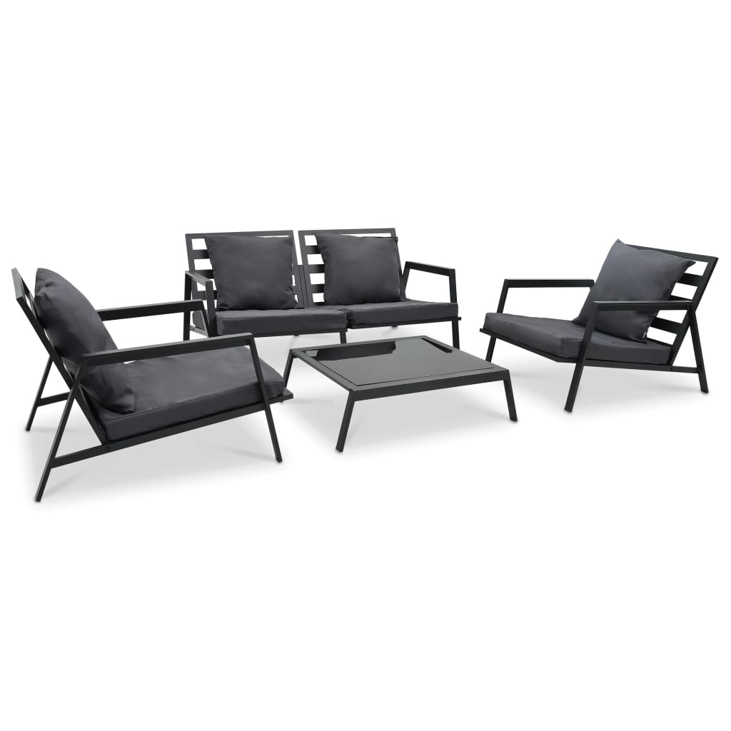 VidaXL 4-delige Loungeset met kussens aluminium donkergrijs