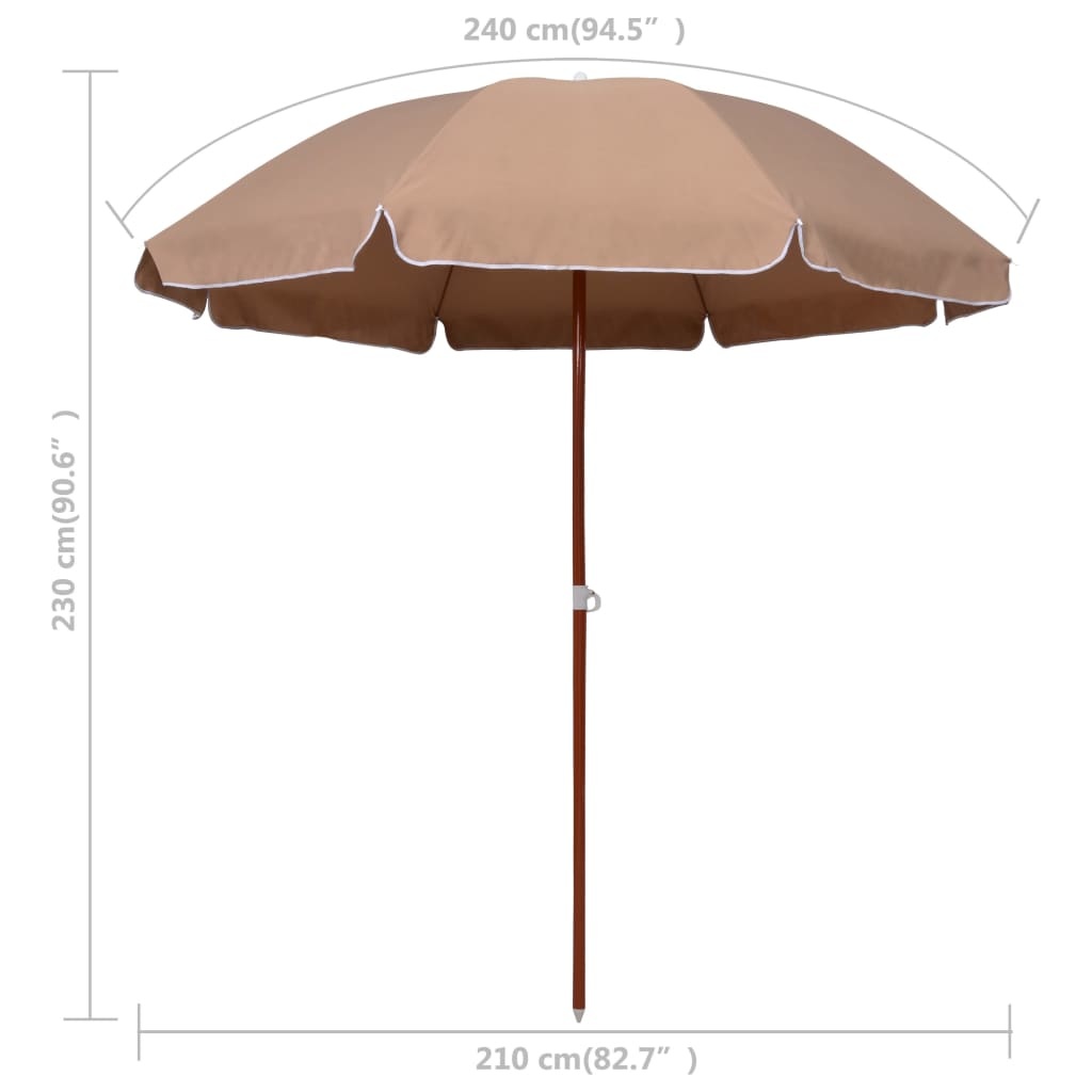 vidaXL Parasol met stalen paal 240 cm taupe