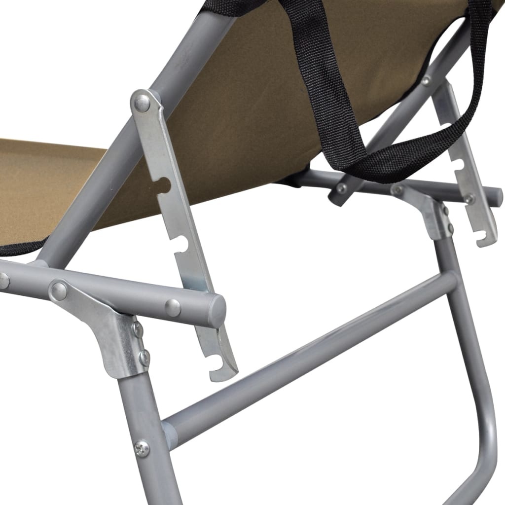 VidaXL Ligbed inklapbaar met luifel aluminium taupe