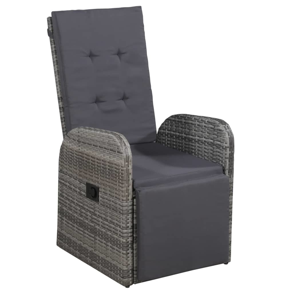 VidaXL 3-delige Bistroset met kussens poly rattan grijs