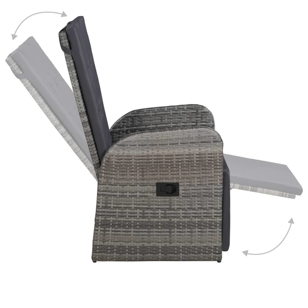 VidaXL 3-delige Bistroset met kussens poly rattan grijs