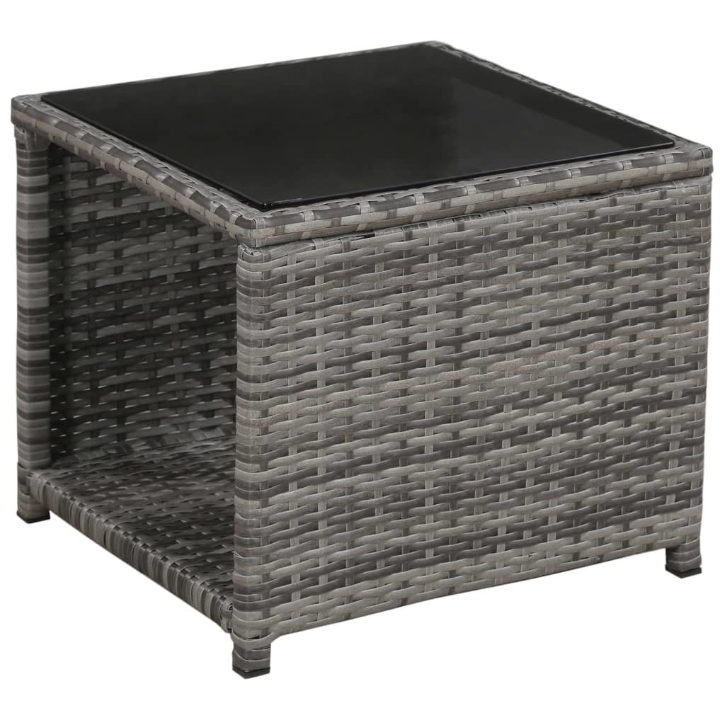 VidaXL 3-delige Bistroset met kussens poly rattan grijs