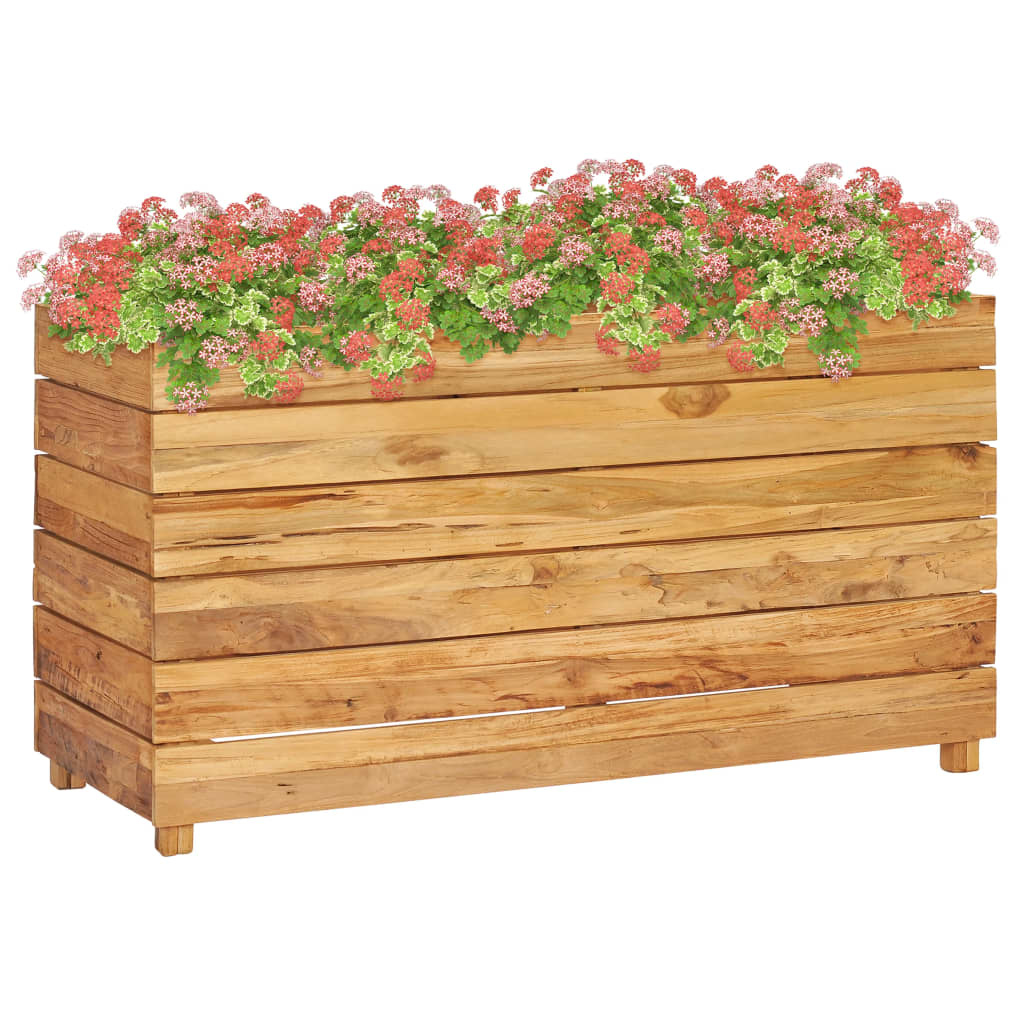 vidaXL Plantenbak verhoogd 100x40x55 cm gerecycled teakhout en staal