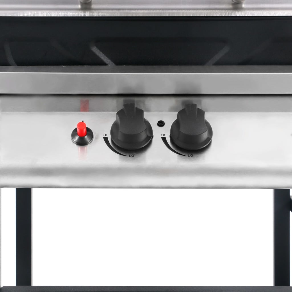 VidaXL Gasbarbecue met 3-laags zijtafel zwart en zilverkleurig