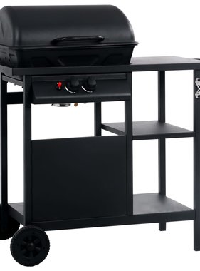 vidaXL Gasbarbecue met 3-laags zijtafel zwart