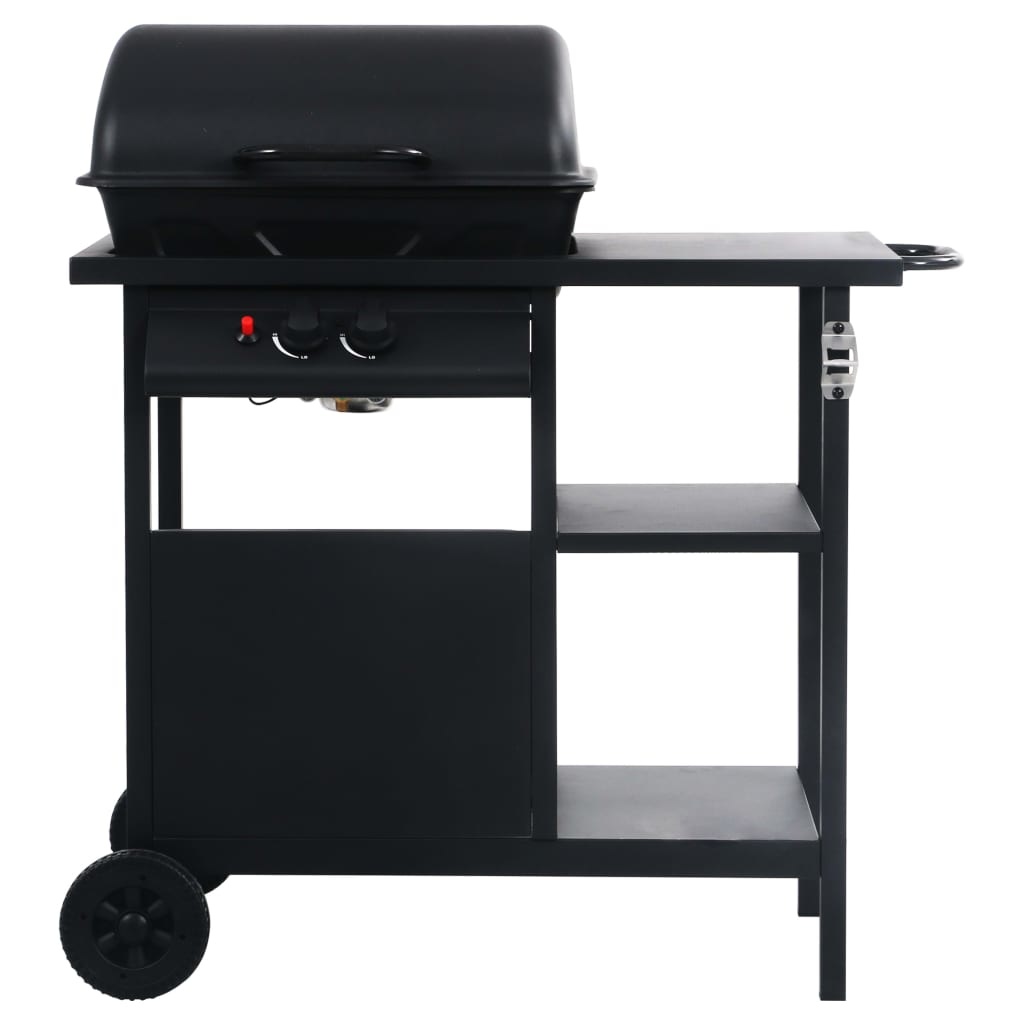 vidaXL Gasbarbecue met 3-laags zijtafel zwart