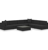 vidaXL 7-delige Loungeset met kussens poly rattan zwart