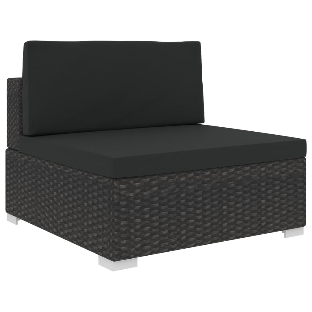 vidaXL 7-delige Loungeset met kussens poly rattan zwart