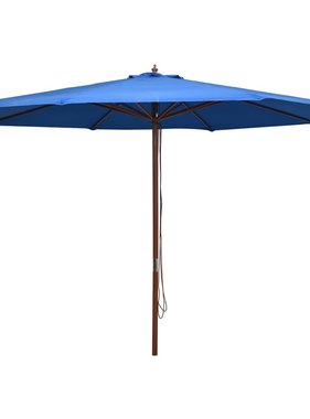 vidaXL Parasol met houten paal 350 cm blauw