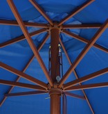 vidaXL Parasol met houten paal 350 cm blauw