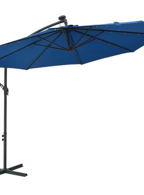 vidaXL Zweefparasol met LED-verlichting en stalen paal 300 cm blauw