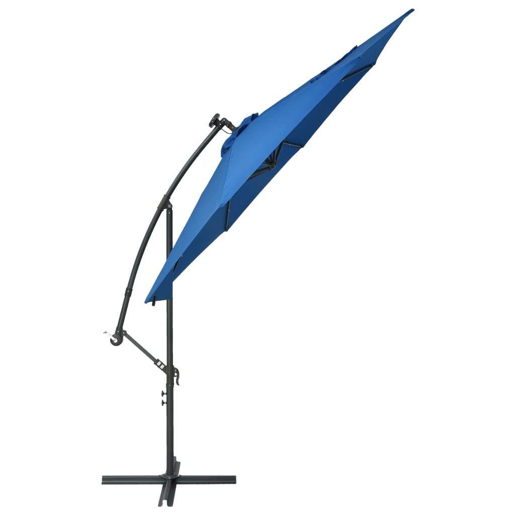 vidaXL Zweefparasol met LED-verlichting en stalen paal 300 cm blauw