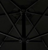 vidaXL Parasol met LED-verlichting en stalen paal 300 cm zwart