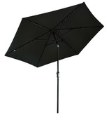 vidaXL Parasol met LED-verlichting en stalen paal 300 cm zwart