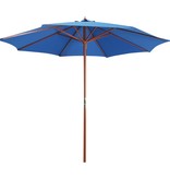 vidaXL Parasol met houten paal 300x258 cm blauw