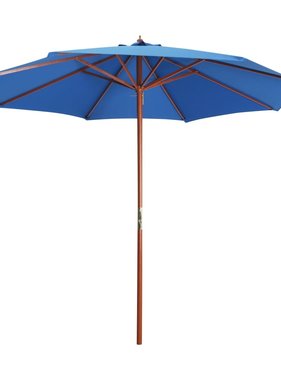 vidaXL Parasol met houten paal 300x258 cm blauw