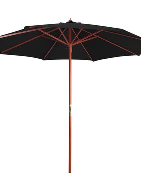 vidaXL Parasol met houten paal 300x258 cm zwart