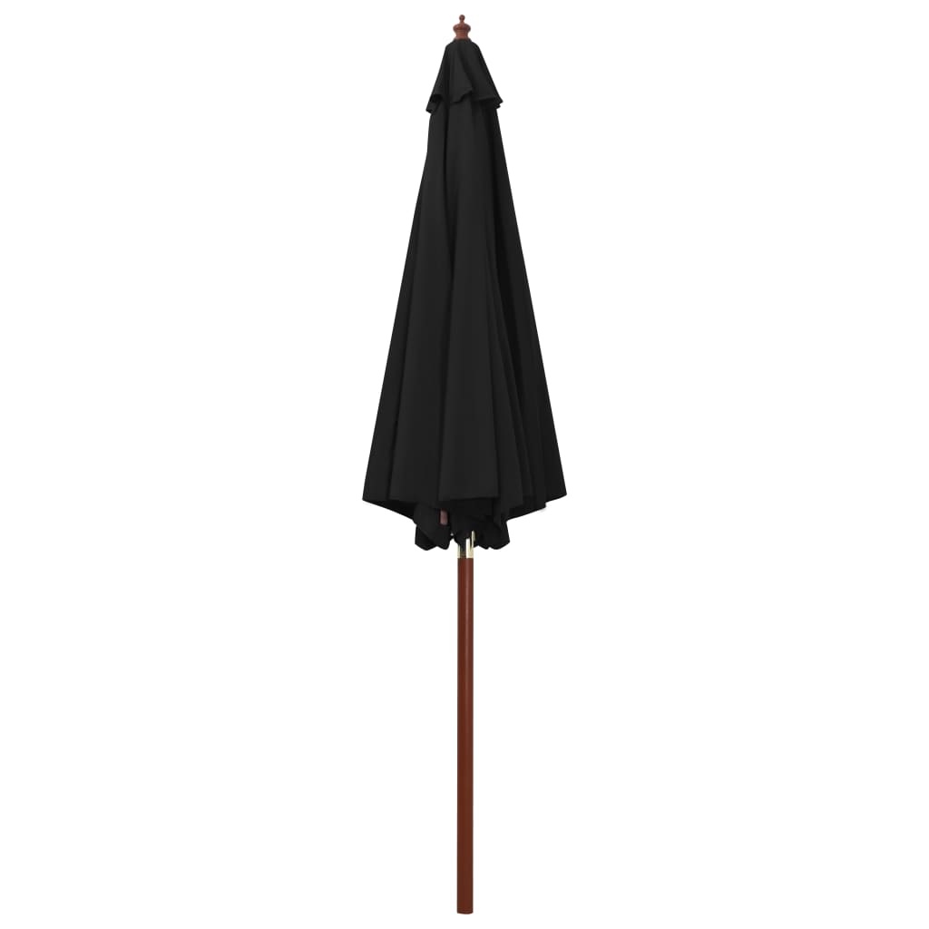 vidaXL Parasol met houten paal 300x258 cm zwart