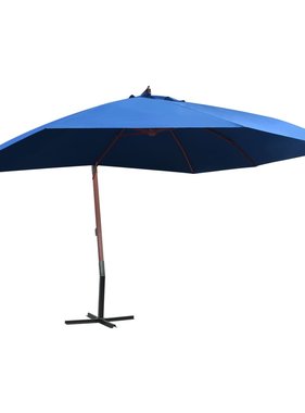 vidaXL Zweefparasol met houten paal 400x300 cm blauw