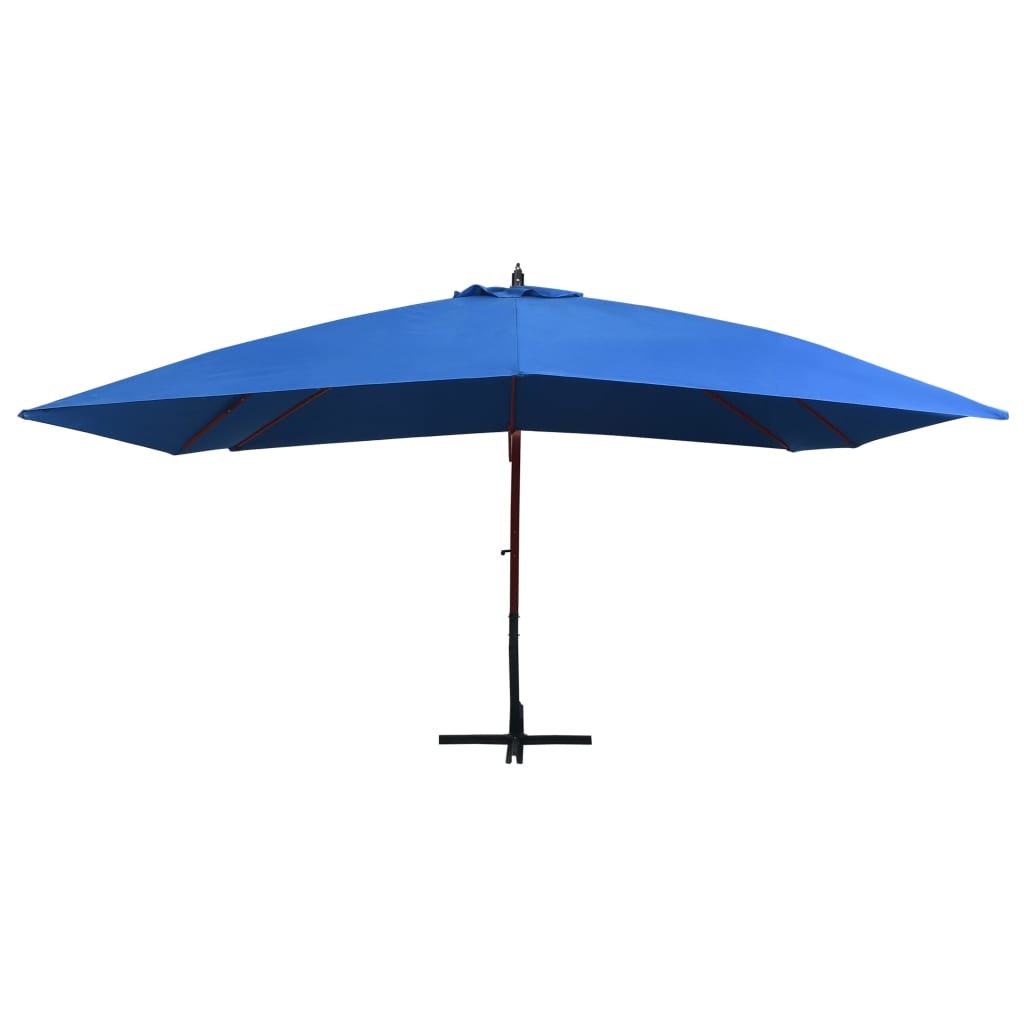 vidaXL Zweefparasol met houten paal 400x300 cm blauw